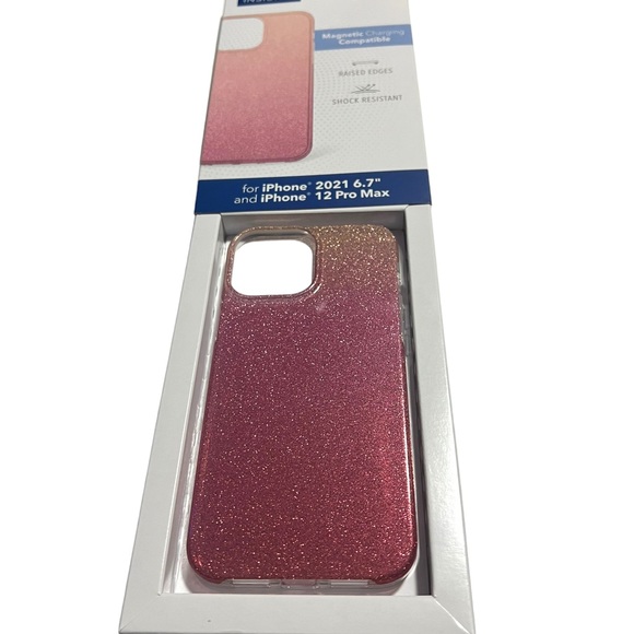 INSIGNIA Pink Gradient Ombre Glitter iPhone 12 13 PRO MAX Hard Case - Picture 8 of 10